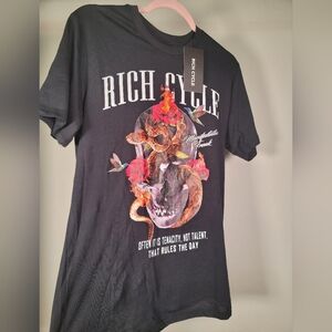 Black Short Sleeve Tee with Vibrant Graphic Design